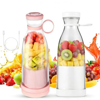Mélangeur de Jus Portable,Blender à Fruits sans Fil,Mini Juicer électrique de 420ml, Mini Mixeur à Smoothie,Nettoyage Automatique,Mixeur pour Smoothies,Jus et Shakes (2pcs)