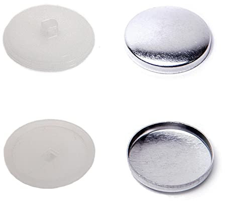 Knöpfe zum Beziehen mit Stoff/dünnem Leder - Knopfrohlinge zur Herstellung von Knöpfen zum Annähen, rostfrei - ab 100 Stück, Kunststoff-Unterteil (weiß), 24er / 15 mm