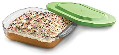 Libbey Baker's Basics Square Glass Casserole Baking Dish with Plastic Lid, 8-inch by 8-inch
