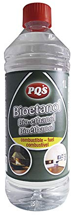 PQS - Bioetanol 96 % 1 L – Combustible Vegetal Puro para Chimeneas y Estufas de Bioetanol - Uso en Interior y Exterior - Aporta Llama Limpia y Brillo Decorativo