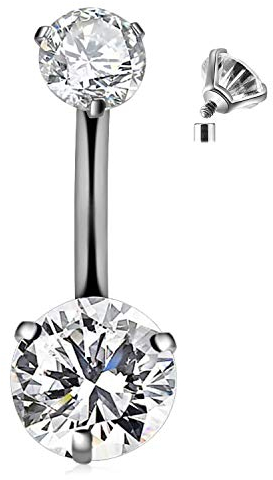 Cizme Titan Bauchnabelpiercing 10mm mit Stein Zirkonia 14G Piercing Bauchnabel Bauchpiercing Nabelpiercing
