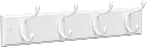 SONGMICS Wandgarderobe, Garderobe, Garderobe, mit 4 Doppelhaken aus Metall, Möbel für Eingangsbereich, für Taschen, Mäntel, Flur, Wohnzimmer, Schlafzimmer, Weiß LHR23WT