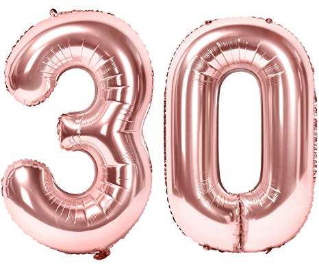 Siumir Zahlenballons Roségold Number Folienballons Zahl 30 Riesenzahl Luftballons für Geburtstag, Hochzeit, Jubiläum Party Dekoration