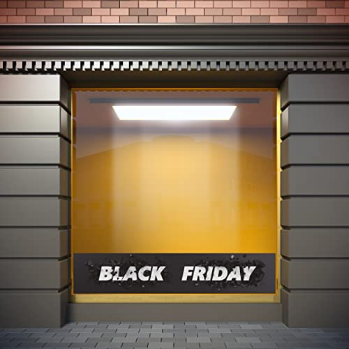 Adhesivo Transparente en Efecto Espejo Black Friday Fondo Negro | 200 x 40 cm | Vinilo Económico y Original | Fondeado de Blanco