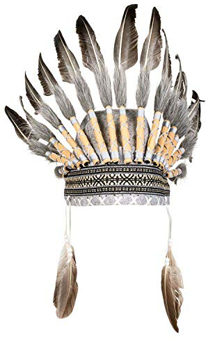 Boland 44091 - Kopfschmuck Indianer, mit Federn und Perlen, Häuptling, Wilder Westen, Kostüm, Karneval, Mottoparty