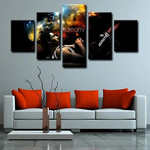 yuanjun 3D Leinwanddrucke,Modulare Wandkunst Wandaufkleber,5 Teiliges Wandbild,Mit Rahmen,Größe 150 X 80 cm Leinwandbild, Wandbilder XXL Shooting Guard Ord of The Rings Kobe