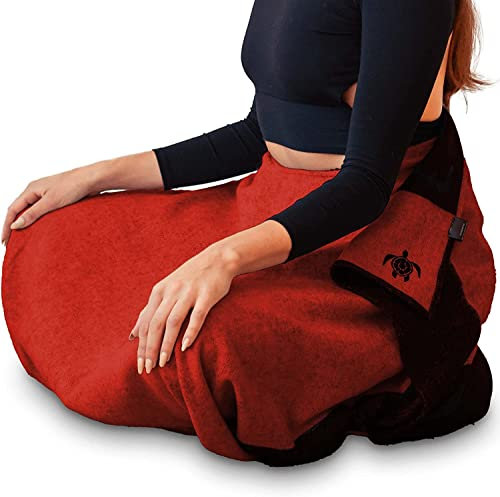 still and steady Yoga Poncho - Meditationsdecke - aus Lammwolle, ideales Zubehör für Yogamatte und Meditationskissen (Rote Wolle)