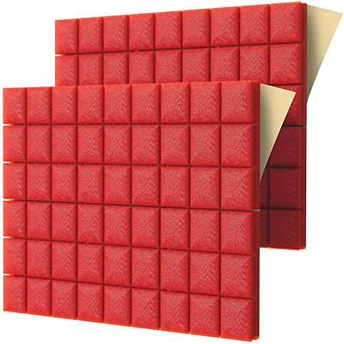 Blau/rot Akustikschaumstoff Schall, 12 Stück Schalldämmende Polsterung, Schallabsorbierende, hochdichtem, feuerfest, 30x30x5cm Akustikschaumstoff Schall für Raum, Büros, Studio