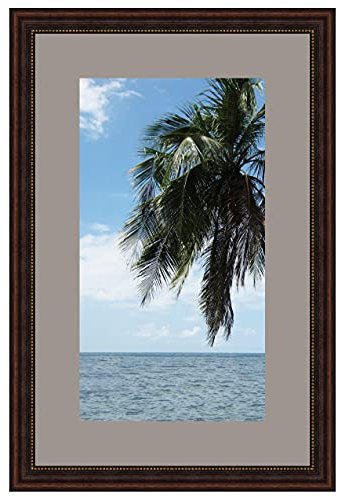 Cadre Photo avec Passe-Partout TV Grey pour Image 23x50 cm ou 50 x 23 cm Cadres Marron Elégant, 3.3 cm de Largeur, Cadre en Bois