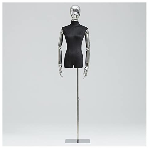 LXLIGHTS Weiblich Schneiderpuppe Modell, Halbe Skala Männchen Körper Kleiderordnung Mit Metallsockel, Büste Anzeigen Mannequin-Torso Für Kleidung Kleid Schmuck Display (Color : Silver, Size : B)