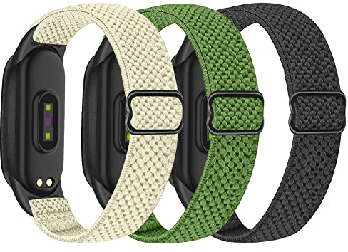 SHIJZWD 3 Pack Elastisch Armband Kompatibel mit Xiaomi Mi Band 7/Mi Band 6/Mi Band 5 Armband, Verstellbares Ersatzarmbänder Sport Loop Nylon Uhrenarmbänder für Xiaomi Mi Band 5/6/7 Damen Herren