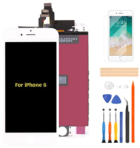 A-MIND 4.7 inch for iPhone 6 Screen Replacement Touch Screen Digitizer A1549 A1586 A1589 LCD Display Full Assembly Repair Kits,with Screen Protector+Tools (White)