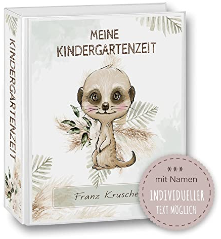 Kindergarten Ordner personalisiert mit Namen und Wunschtext Safaro Erdmännchen A4 - Meine Kindergartenzeit Kindergartenordner Portfolioordner Sammelordner Junge Mädchen