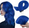 RUNATURE Microring Extensions Echthaar Blau 35cm Extensions Echthaar Microring Unsichtbare Menschliches Haar 25g Haarverlängerung Echthaar Microring Blau Haarextensions 25 Strähne #Blue