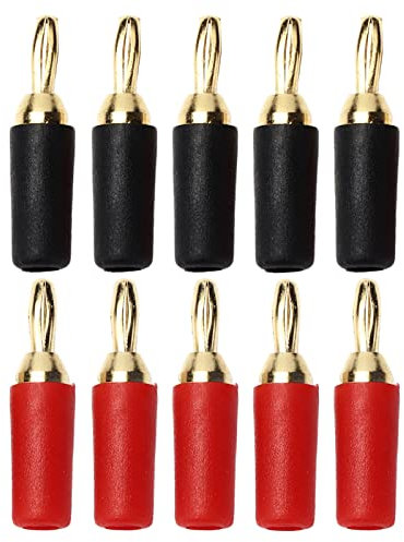 SEAFRONT 5 Sets Fiches Bananenstecker 2,5 mm Musikanlage, Lautsprecher Bananenstecker Messing Vergoldet Lötstecker Lautsprecherstecker Rot und Schwarz