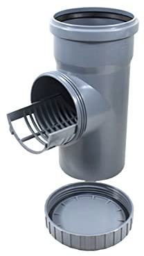 Fallrohrfilter Grau mit Laubfang DN110 mit Schraubdeckel Dachrinne Reduzierung Regenrohrfilter Sieb rausnehmbar