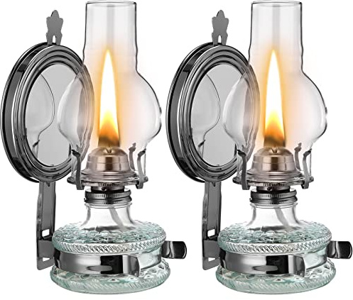 Geelin 2 Pieces Kerosene Lamp Wall Mount Vintage Oil Lamps