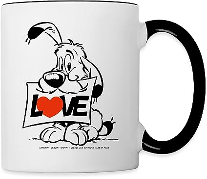 Spreadshirt Asterix & Obelix Charakter Idefix Tasse Zweifarbig, One size, Weiß/Schwarz