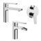 Set miscelatori rubinetteria Bagno lavabo Bidet e Doccia Incasso con deviatore, Completo di Corpo Incasso e Flessibili, in Ottone Cromato, Recta