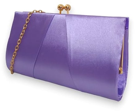 UShopUK Bolso de mano de satén para novia, graduación, boda, noche, fiesta, bolso de mano, medium (Lila)