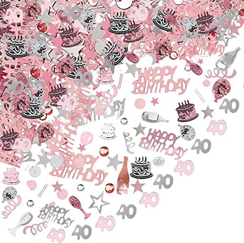 40.Geburtstag Dekorationen Konfetti Probuk Roségold Zahlenkonfetti Tischdeko Streudeko,Glitter Geburtstag Konfetti Tischdekorationen für Geburtstag Frau Mann JubiläUm Party Geschenk Tasche