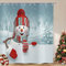 ASDCXZ Tenda da doccia natalizia, 180 x 180 cm, grazioso cappello rosso, pupazzo di neve, sci, paesaggio nevoso, bagno, lavabile, in poliestere, impermeabile, tenda da doccia per vasca da bagno con 12