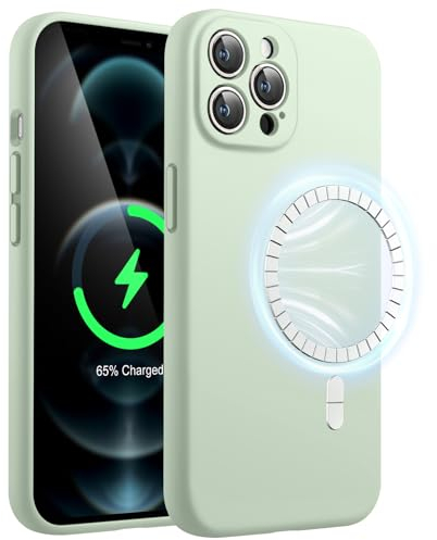 JETech Magnetic Silicone Case for iPhone 12 Pro Max 6.7-Inch, Compatible with MagSafe, Phone Cover with Camera Lens Full Protection (Matcha Green)