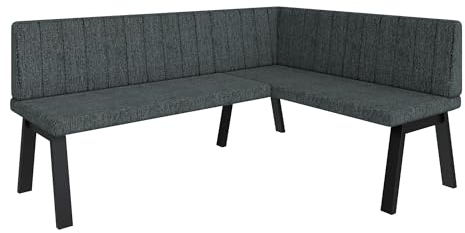 FURNISTAR Eckbank Akiko Metal A - Eckbankgruppe für Ihrem Esszimmer, Küche modern, Sitzecke, Essecke. Perfekt für Küche, Büro und Rezeption. Solide und Starke Verarbeitung. (168x128-Rechts-Inari96)