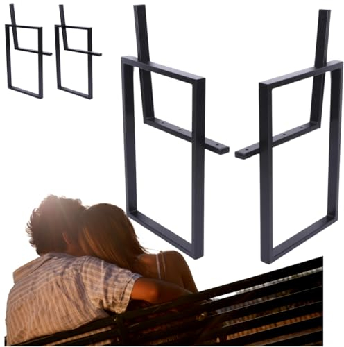 Bankbeine, Bankgestell Gartenbank Beine, Parkbank Beine, Bankfüße, Bankkufen Sitzbank, Schwarz, Stahl Pulverbeschichtet Mattschwarz, Perfekt für den Garten, Park, Spielplatz, Stabil, Hochwertig, DIY