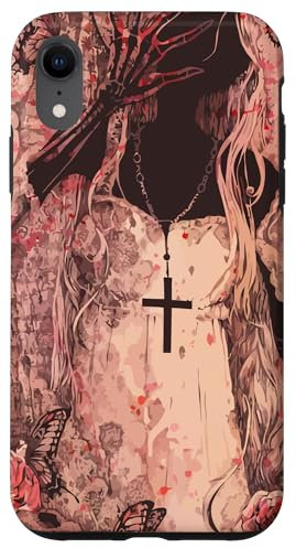 iPhone XR Sad girl with cross and butterfly pastel goth alt y2k Case