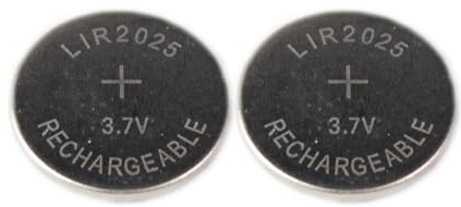 Girafus LIR2025 Lot de 2 piles bouton rechargeables LIR 2025 3,7 V 40 mAh CR2025 - Piles bouton rechargeables pour générateur de clé de voiture - Remplace CR 2025