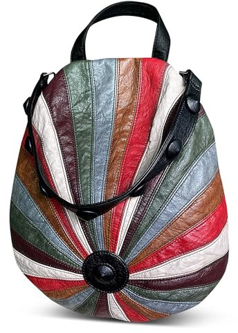 DEEVORCA Rucksäcke für Damen Exquisit Frauen Rucksack Multi Pocket Anti Diebstahl Rucksack Arbeit Rucksack Reise Urlaub Tagesrucksack Schulrucksack Wasserdichtes PU Leder Rot