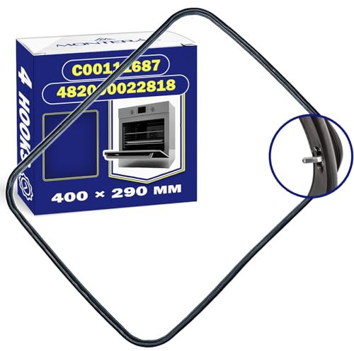 Goma Horno Puerta 410x290 mm con 4 Ganchos con Código Original C00111687 para Ariston para Hotpoint 482000022818 para Indesit para Philips para Whirlpool - Garantía de 10 Años - MONTERAL