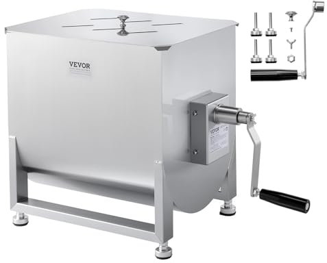 VEVOR Mélangeur à Viande Manuel, Équipement de Traitement de la Viande avec Réservoir de 40 L, Machine à Mélanger pour Chair à Saucisse en Acier Inoxydable, avec Couvercle et Poignée, pour Bœuf Haché