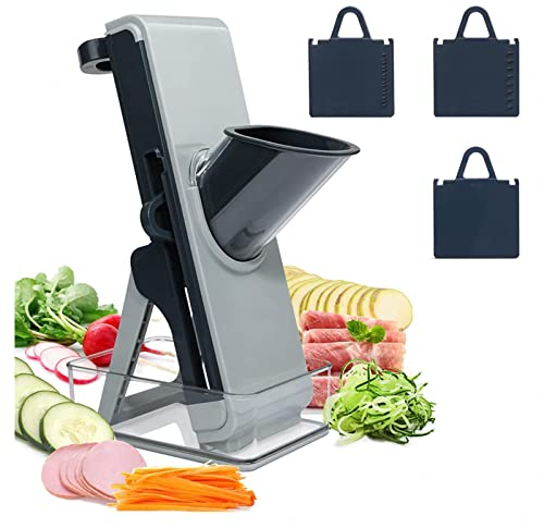 CVNIMV Veggie Slicer, for Potatoes,Vegetable,Meat,Onions Standup Mandolin, Slicers for with Container, Thickness Adjuster Multi Blades