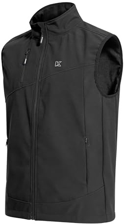KUTOOK Leichte Softshellweste 5 Taschen Wasserdichte Winddichte Gefütterte Ärmellose Jacke für Outdoor Radfahren, Laufen, Wandern, Golf, Hundesport