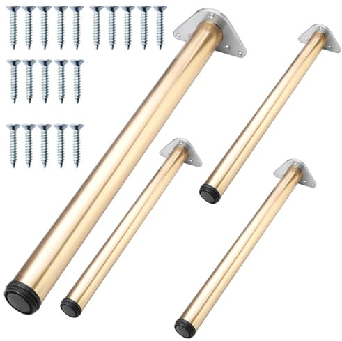 4 PCS Pieds De Meubles Hauteur Réglable en Alliage D'aluminium,Pieds De Remplacement De Meubles,DIY Table en Métal Jambes pour Meuble Canapé Table Basse Meuble TV,d'or,160cm/63in