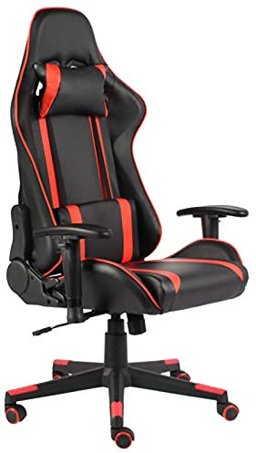 Buzaza Chaise de Jeu pivotante Rouge PVC,Chaise Gaming,Chaise Bureau,Fauteuil De Bureau