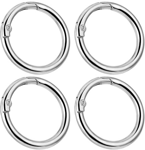 cobee Karabiner Rund 25mm, 4 Stück Schlüsselringe Edelstahl Schlüsselring Karabiner Ringkarabiner Karabinerhaken Schlüsselring Diy Schlüsselanhänger Zubehö Für Schlüssel Handwerk(Silber)