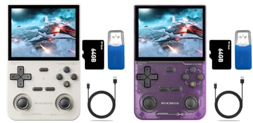 JUCHRZEY K36 Consola de Videojuegos portátil Retro Pantalla IPS de 3,5 Pulgadas Más de 16000 Juegos (Gris 64G)