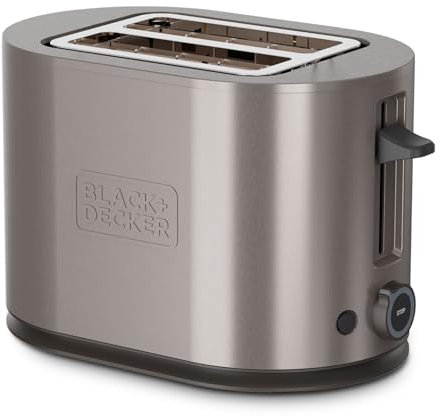 Black+Decker - Toaster BXTO901E 900W | 2 Schlitze mit Selbstzentrierung | 7 Bräunungsstufen | 3 Glimmer-Heizbänder | 3 Funktionen | Herausnehmbare Krümelschublade | Edelstahl