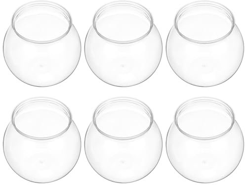 Happyyami 6pcs Plastic Fish Bowls - Clear Round Fish Bowls - Aquarium - Fish Tank - Indoor Fish Tank