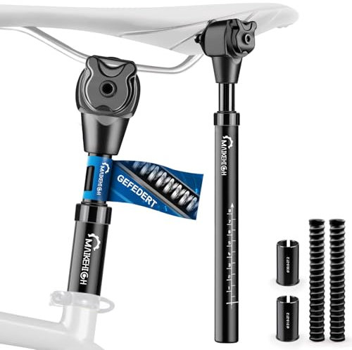 MAIKEHIGH Sattelstütze Gefedert, Aluminiumlegierung Sattelstütze 27,2/30,9/31,6mm Sattelstange Federung Federsattelstütze mit 2 Adapter 2 Federn für MTB, Trekking City Bike, Rennrad, E-Bike, Downhill