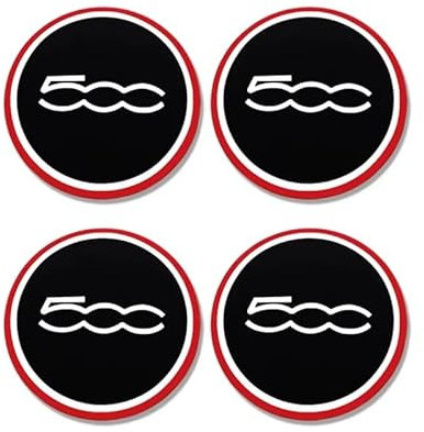 4X Felgenkappen Nabendeckel Felgendeckel Radkappen für FIAT 500 500e 500X 500c 56mm, ABS Robuste Nabenkappen Aufkleber Wasserdicht Felgenabdeckungen Mit Logo,A