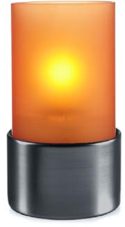 Lumea 1005/1001 Tischlicht Ambeo Orange | Elegantes Windlicht inkl. Flüssigwachskerze und Stabfeuerzeug | Kerzenhalter aus Glas | Brenndauer 40 Std. | Indoor geeignet, Höhe: 14 cm