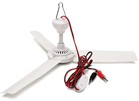 Yipgou Tragbarer Deckenventilator, 12 V Gleichstrom, Mini-Hängelüfter, 50 cm, leiser Campingzelt, Hängelüfter, leise, energiesparende Ventilatoren, Schlafzimmer, Brise, Pavillon, batteriebetrieben