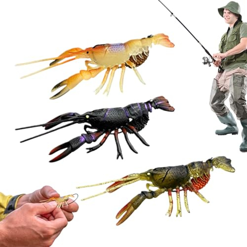 Köder zum Angeln | Krebs-Köder, Farben für Meer, 3 weiche und flexible Köder für Anfänger und erfahrene leidenschaftliche Angler