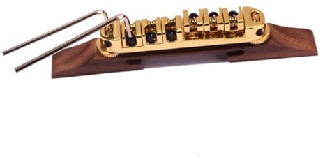 Archtop B-22 Goldenen Rollensätteln Gitarrenbrücke | Selbstjustierende Basis, Verstellbares Rad mit Pfosten, Metall Holz Kombination
