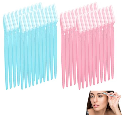 40 Stück Augenbrauenrasierer für Damen, Eyebrow Shaper, Kosmetik zur Entfernung von Gesichtshaaren, Ein multifunktionales Peeling-Tool für die Gesichtsrasur, Tragbare Größe