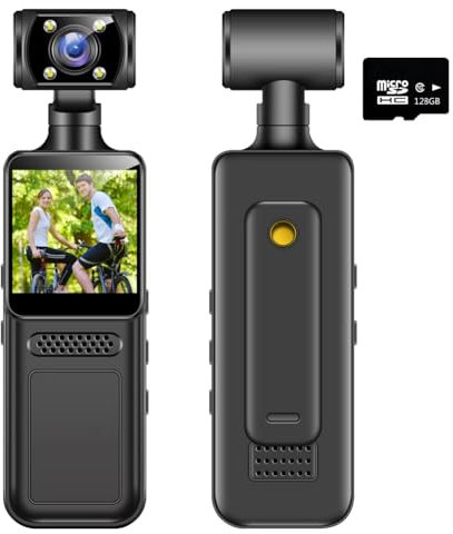 Fuhjythy 4K Pocket Action Sports Camera 4K HD Sports Camcorder Camera 180 Rotate Mini Wifi Camera with Waterproof Case Motion Camera 128G
